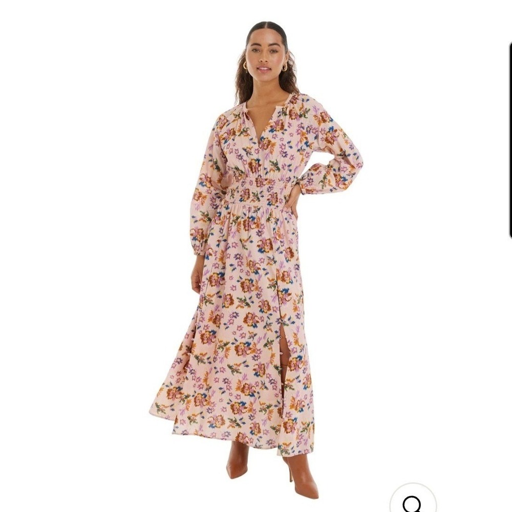 Allison New York Leo Maxi Dress S Blush Floral Smocked Waist Cotton Cottagecore